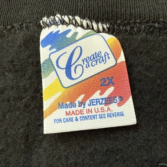 Vtg 90s Men's 2XL Jerzees Black Crewneck Sweatshirt Deadstock Blank NWTs USA - Picture 3 of 8
